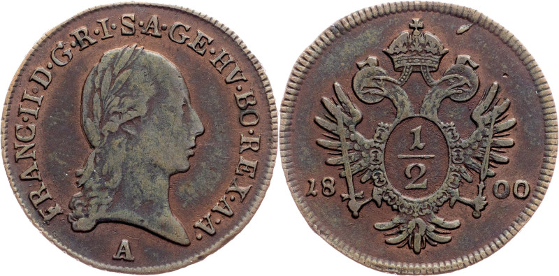 Franz I. (II.), 1/2 Kreuzer 1800, A, Vienna Category : Franz I. (II.) - Collecti...