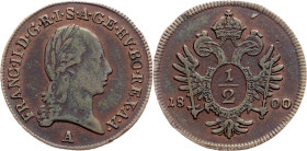 Franz I. (II.), 1/2 Kreuzer 1800, A, Vienna
