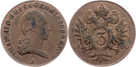 Franz I. (II.), 3 Kreuzer 1800, A, Vienna