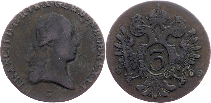 Franz I. (II.), 3 Kreuzer 1800, G, Nagybánya Category : Franz I. (II.) - Collect...