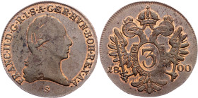 Franz I. (II.), 3 Kreuzer 1800, S, Schmöllnitz