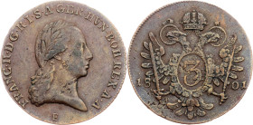 Franz I. (II.), 3 Kreuzer 1801, F, Hall