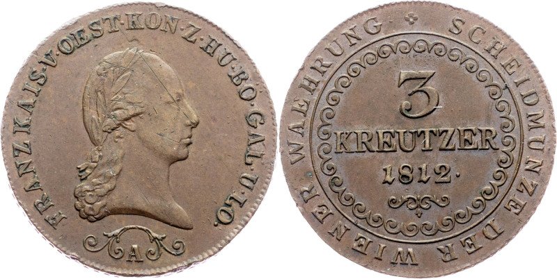 Franz I. (II.), 3 Kreuzer 1812, A, Vienna Category : Franz I. (II.) - Collection...