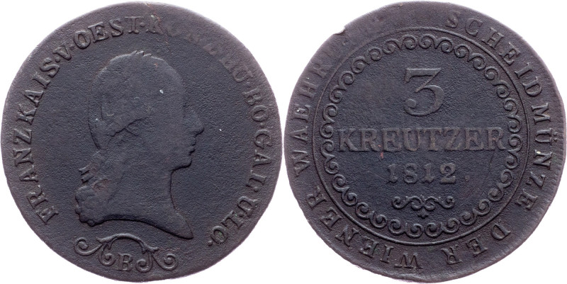 Franz I. (II.), 3 Kreuzer 1812, B, Kremnitz Category : Franz I. (II.) - Collecti...