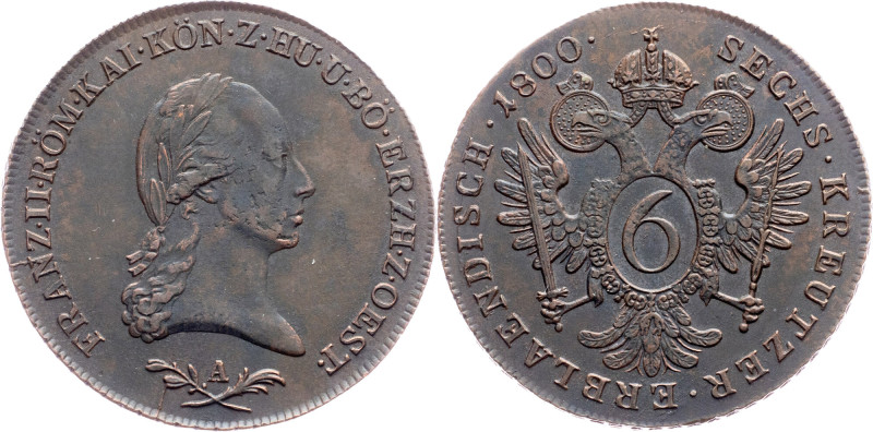 Franz I. (II.), 6 Kreuzer 1800, A, Vienna Category : Franz I. (II.) - Collection...