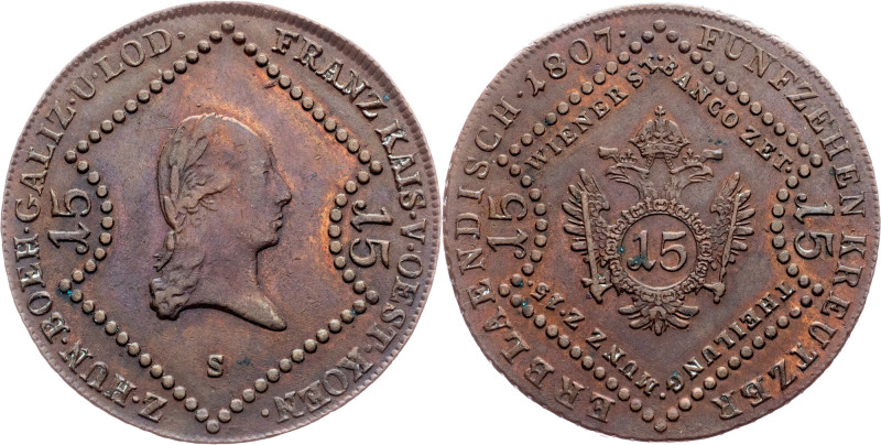 Franz I. (II.), 15 Kreuzer 1807, S, Schmöllnitz Category : Franz I. (II.) - Coll...