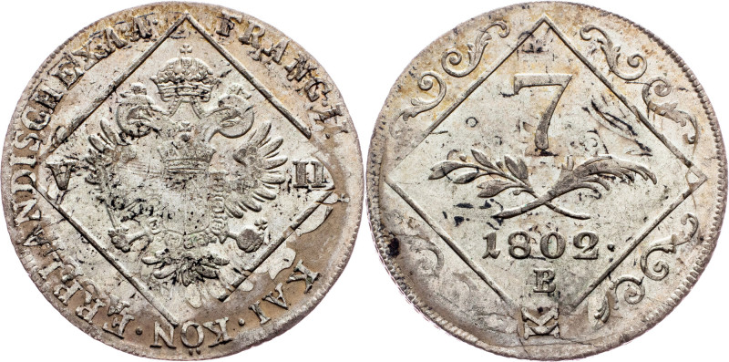 Franz I. (II.), 7 Kreuzer 1802, B, Kremnitz Category : Franz I. (II.) - Collecti...