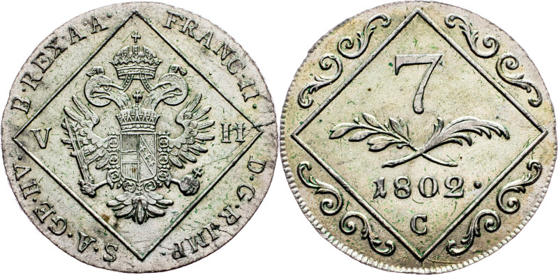 Franz I. (II.), 7 Kreuzer 1802, C, Prague Category : Franz I. (II.) - Collection...