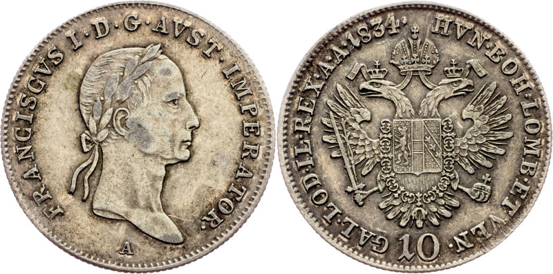Franz I. (II.), 10 Kreuzer 1834, A, Vienna Category : Franz I. (II.) - Collectio...