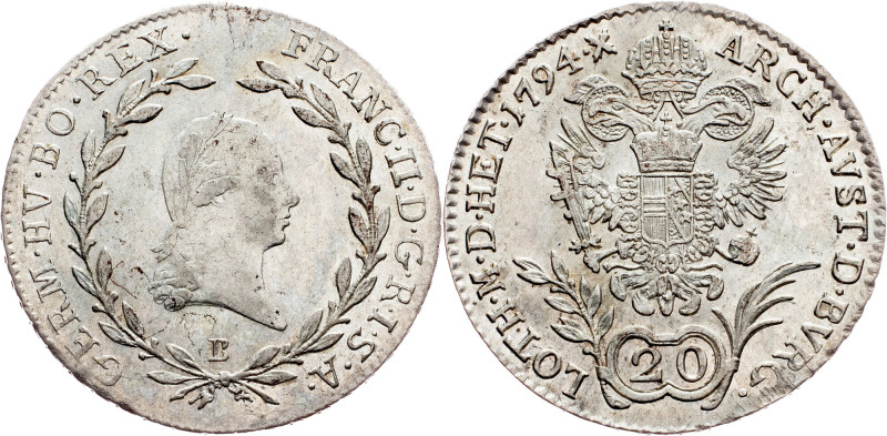 Franz I. (II.), 20 Kreuzer 1794, B, Kremnitz Category : Franz I. (II.) - Collect...