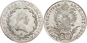 Franz I. (II.), 20 Kreuzer 1794, B, Kremnitz