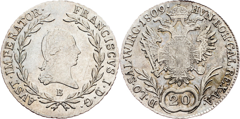 Franz I. (II.), 20 Kreuzer 1809, B, Kremnitz Category : Franz I. (II.) - Collect...