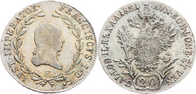 Franz I. (II.), 20 Kreuzer 1821, E, Karlsburg