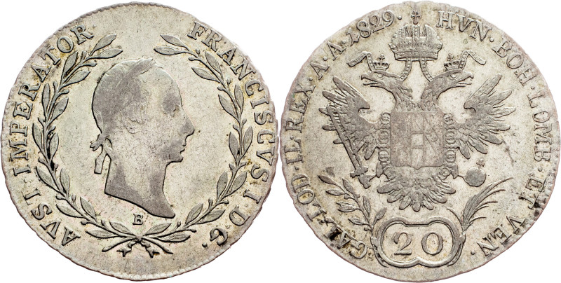 Franz I. (II.), 20 Kreuzer 1829, B, Kremnitz Category : Franz I. (II.) - Collect...