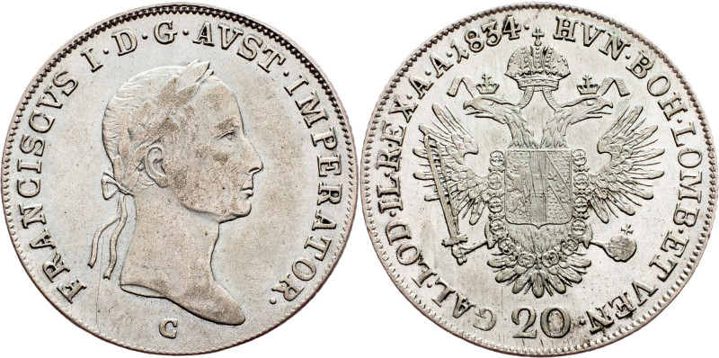 Franz I. (II.), 20 Kreuzer 1834, C, Prague Category : Franz I. (II.) - Collectio...