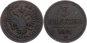 Franz Joseph I., 3 Kreuzer 1851, B