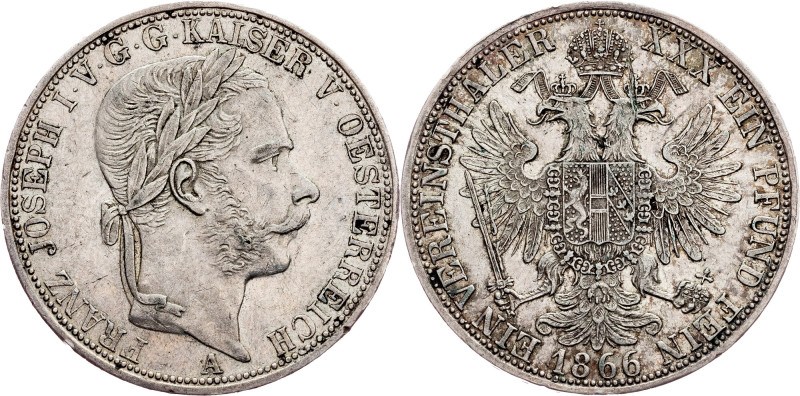 Franz Joseph I., 1 Vereinsthaler 1866, A, Vienna Category : Habsburg
Ruler/Area...