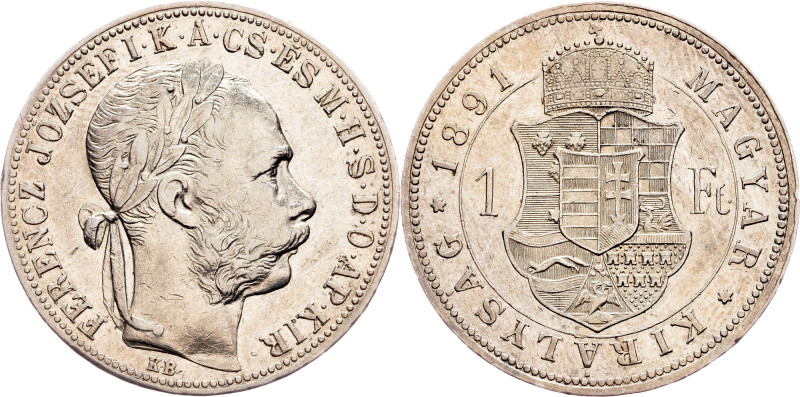 Franz Joseph I., 1 Forint 1891, KB, Kremnitz Category : Habsburg
Ruler/Area : F...