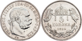 Franz Joseph I., 5 Korona 1909, KB, Kremnitz