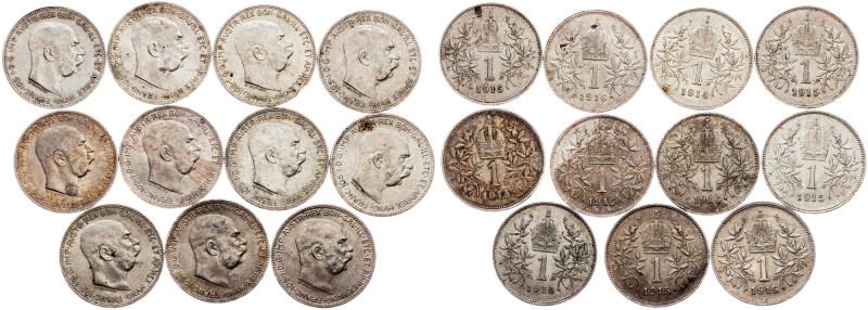 Franz Joseph I., 1 Krone 1914-1916, Vienna Category : Habsburg
Ruler/Area : Fra...