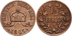 German East Africa, 1/2 Heller 1905, J