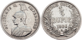 German East Africa, 1/4 Rupee 1906, J