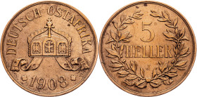German East Africa, 5 Heller 1908, J