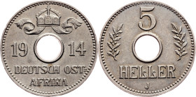 German East Africa, 5 Heller 1914, J