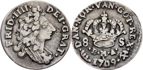 Norway, 8 Skilling 1709, Kongsberg