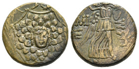 PONTOS. Amisos. Ae (Circa 85-65 BC). Time of Mithradates VI Eupator.
Obv: Aegis facing.
Rev: AMIΣOY.
Nike advancing right with shouldered palm branch;...