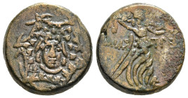 PAPHLAGONIA. Amastris. Ae (Circa 85-65 BC).
Obv: Aegis.
Rev: AMAΣΤΡEΩN.
Nike advancing right, holding long palm frond. 7,83 g - 19,71 mm