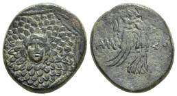 PONTOS. Amisos. Ae (Circa 85-65 BC). Time of Mithradates VI Eupator.
Obv: Aegis facing.
Rev: AMIΣOY.
Nike advancing right with shouldered palm branch ...
