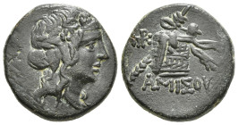 PONTOS. Amisos. Time of Mithradates VI Eupator (Circa 105-90 or 90-85 BC). Ae.
Obv: Head of Dionysos right, wearing ivy wreath.
Rev: AMIΣOY.
Thyrsos l...