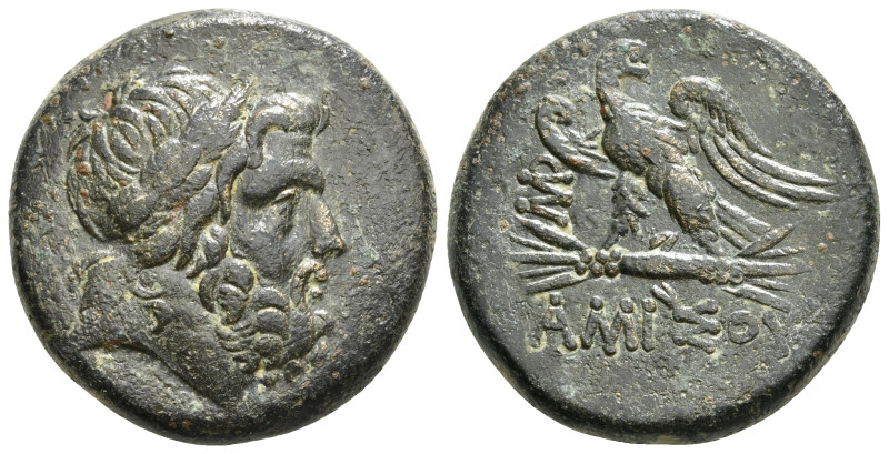 PONTOS. Amisos. Time of Mithradates VI Eupator (Circa 100-85 BC). Ae.
Obv: Laure...