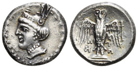 PONTOS. Amisos (as Peiraieos). Siglos (Circa 435-370 BC). Ege-, magistrate.
Obv: Head of Hera left, wearing ornamented stephanos.
Rev: H - H / .
Owl, ...