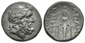 PHRYGIA. Apameia. Ae (Circa 88-40 BC). Kefiso -, Dion -, magistrates.
Obv: Laureate head of Zeus right.
Rev: ΑΠΑΜΕ / KHΦIΣO ΔIONY.
Facing statue of Ar...