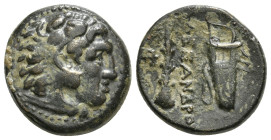KINGS OF MACEDON. Alexander III 'the Great' (336-323 BC). Ae Unit. Uncertain mint in Western Asia Minor.
Obv: Head of Herakles right, wearing lion ski...