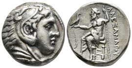 KINGS OF MACEDON. Alexander III 'the Great' (336-323 BC). Tetradrachm.
Obv: Head of Herakles right, wearing lion skin.
Rev: AΛΕΞΑΝΔΡOY.
Zeus seated le...