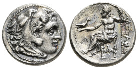 KINGS OF MACEDON. Alexander III 'the Great' (336-323 BC). Drachm. Uncertain mint.
Obv: Head of Herakles right, wearing lion skin.
Rev: AΛΕΞΑΝΔΡΟΥ.
Zeu...