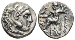 KINGS OF MACEDON. Alexander III 'the Great' (336-323 BC). Drachm. Uncertain mint.
Obv: Head of Herakles right, wearing lion skin.
Rev: AΛΕΞΑΝΔΡΟΥ.
Zeu...