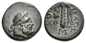 PHRYGIA. Peltai. late 2nd-1st century BC. Obv : Laureate head of Zeus to right. Rev. ΠΕΛΤΗΝΩΝ , Club surmounted by lion skin. ME. 2,53 g - 13,50 mm...