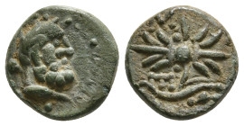 PISIDIA. Selge. Ae (2nd-1st centuries BC).
Obv: Head of Herakles right, with club over shoulder.
Rev: Σ - Ε - Λ.
Thunderbolt and arc terminating in he...