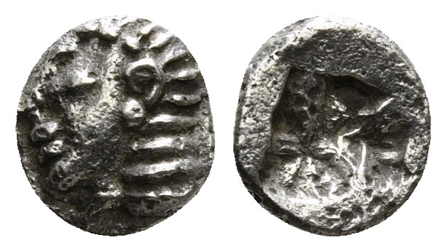 IONIA. Kolophon. Tetartemorion (Circa 530/25-500 BC).
Obv: Archaic head of Apoll...