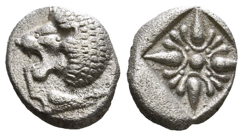 IONIA. Miletos. Obol or Hemihekte (Late 6th-early 5th centuries BC).
Obv: Head o...