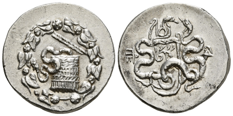 MYSIA. Pergamon. Cistophor (Circa 166-67 BC). Obv: Cista mystica with serpent; a...