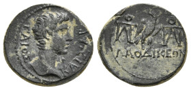 PHRYGIA. Laodicea ad Lycum. Caius (Caesar, 20 BC-4 AD). Ae. Antonius Polemon, magistrate. Struck under Augustus (27 BC-14 AD).
Obv: ΓΑΙΟΣ ΚΑΙΣΑΡ.
Bare...