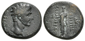 PHRYGIA. Laodicea ad Lycum. Tiberius (14-37). Ae. Dioskourides, magistrate.
Obv: ΣΕΒΑΣΤΟΣ.
Bare head right.
Rev: ΔIOΣKOVPIΔHΣ / ΛAOΔIKEΩN.
Zeus standi...