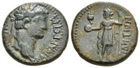 PAMPHYLIA. Side. Domitian, 81-96. Obv : ΔΟΜΙΤΙΑΝΟϹ ΚΑΙϹΑΡ ΓΕΡΜ Laureate head of Domitian to right. Rev. ϹΙΔΗΤⲰΝ Apollo Sidetes standing front, head to...