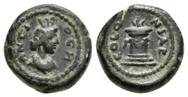 PISIDIA. Antioch. Pseudo-autonomous. Time of Marcus Aurelius (161-180). Ae.
Obv: ANTIOCH. Tyche head to right. Rev : COLO - NIAE, Altar 2,51 g - 13,6...