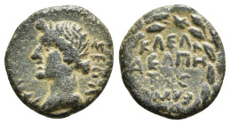 PHRYGIA. Eumenea. Julia Augusta (Livia) (Augusta, 14-29). Ae. Kleon Agapetos, magistrate. Struck under Tiberius.
Obv: ΣHBAΣTH.
Draped bust of Livia le...